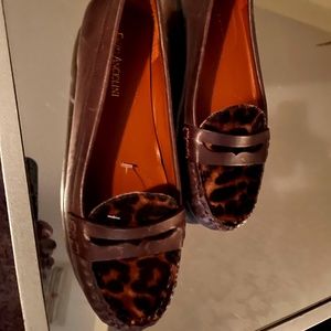 New ENZO ANGIOLINI LIBERTY WOMENS SLIP ON LOAFER SHOES BLACK W LEOPARD PRINT